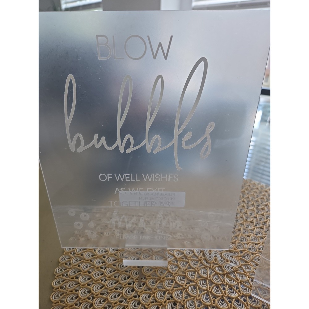 Set Of 2, Sign Bubbles of good wishes for  with stand And open Bar - NEW